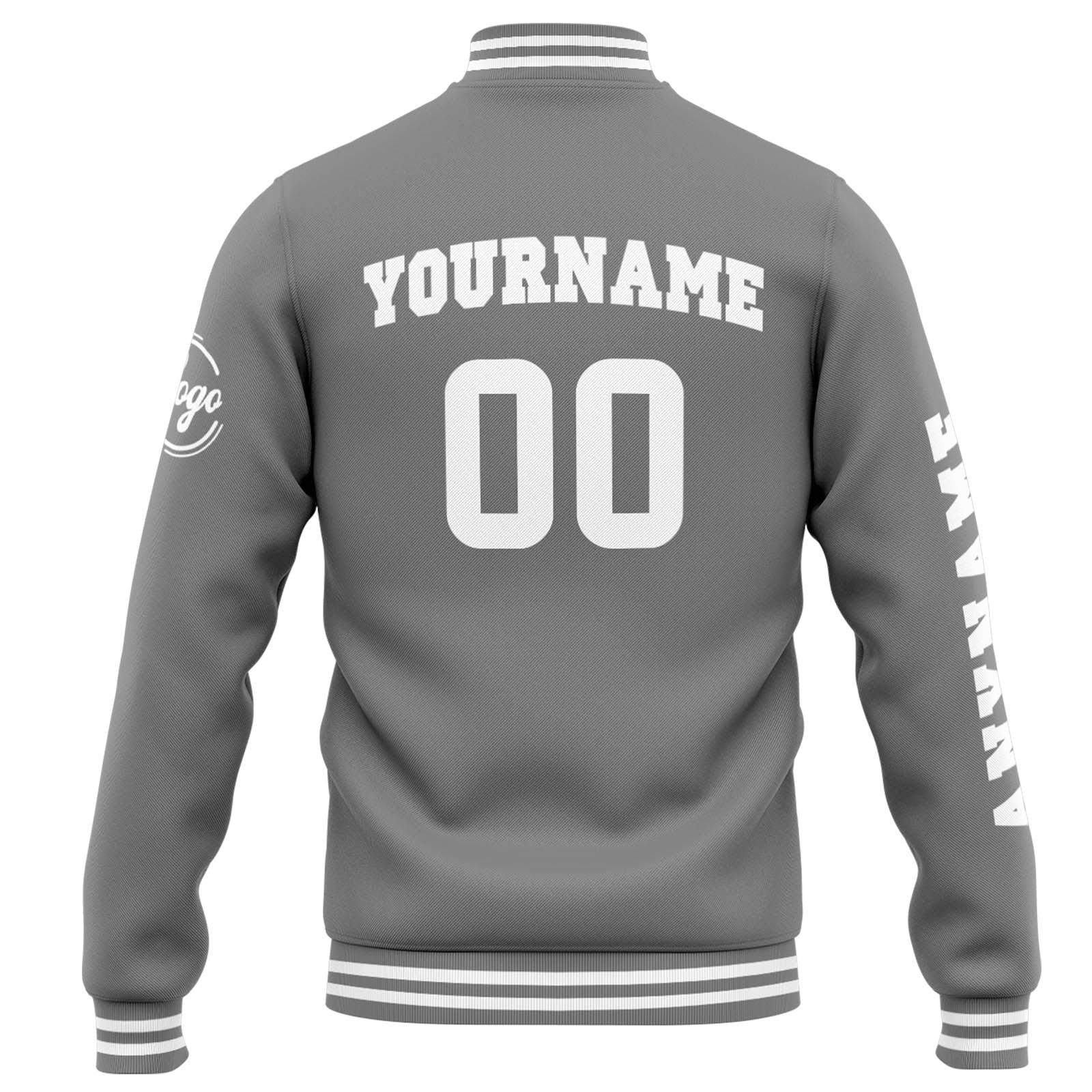 Custom Varsity Jacket Letterman Jacket For Men, Women And Youth Grey White