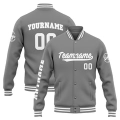 Custom Varsity Jacket Letterman Jacket For Men, Women And Youth Grey White