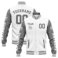 Custom Varsity Jacket Letterman Jacket For Men, Women And Youth White Grey