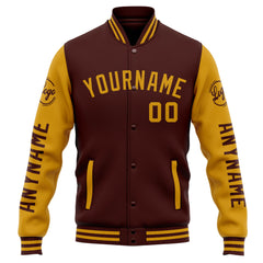 Custom Varsity Jacket Letterman Jacket For Men, Women And Youth Burgundy Gold