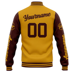 Custom Varsity Jacket Letterman Jacket For Men, Women And Youth Gold Burgundy