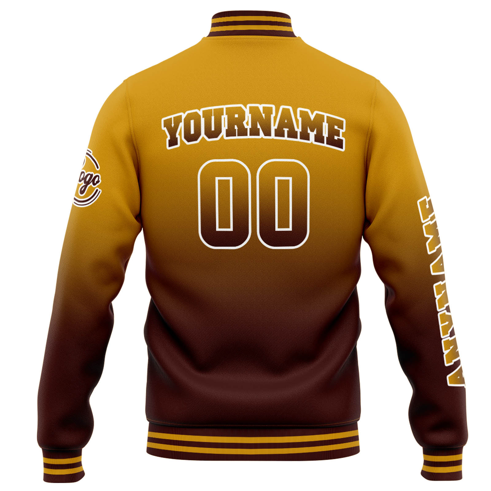 Custom Varsity Jacket Letterman Jacket For Men, Women And Youth Gold Burgundy Gradient