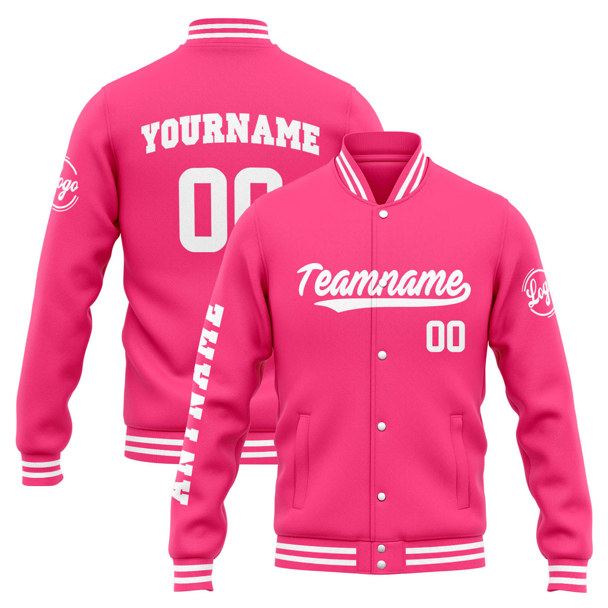 Custom Varsity Jacket Letterman Jacket For Men, Women And Youth Orange Pink White