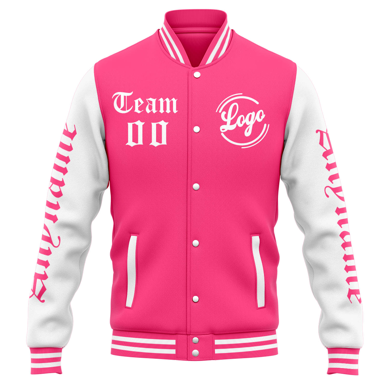 Custom Varsity Jacket Letterman Jacket For Men, Women And Youth Orange Pink White