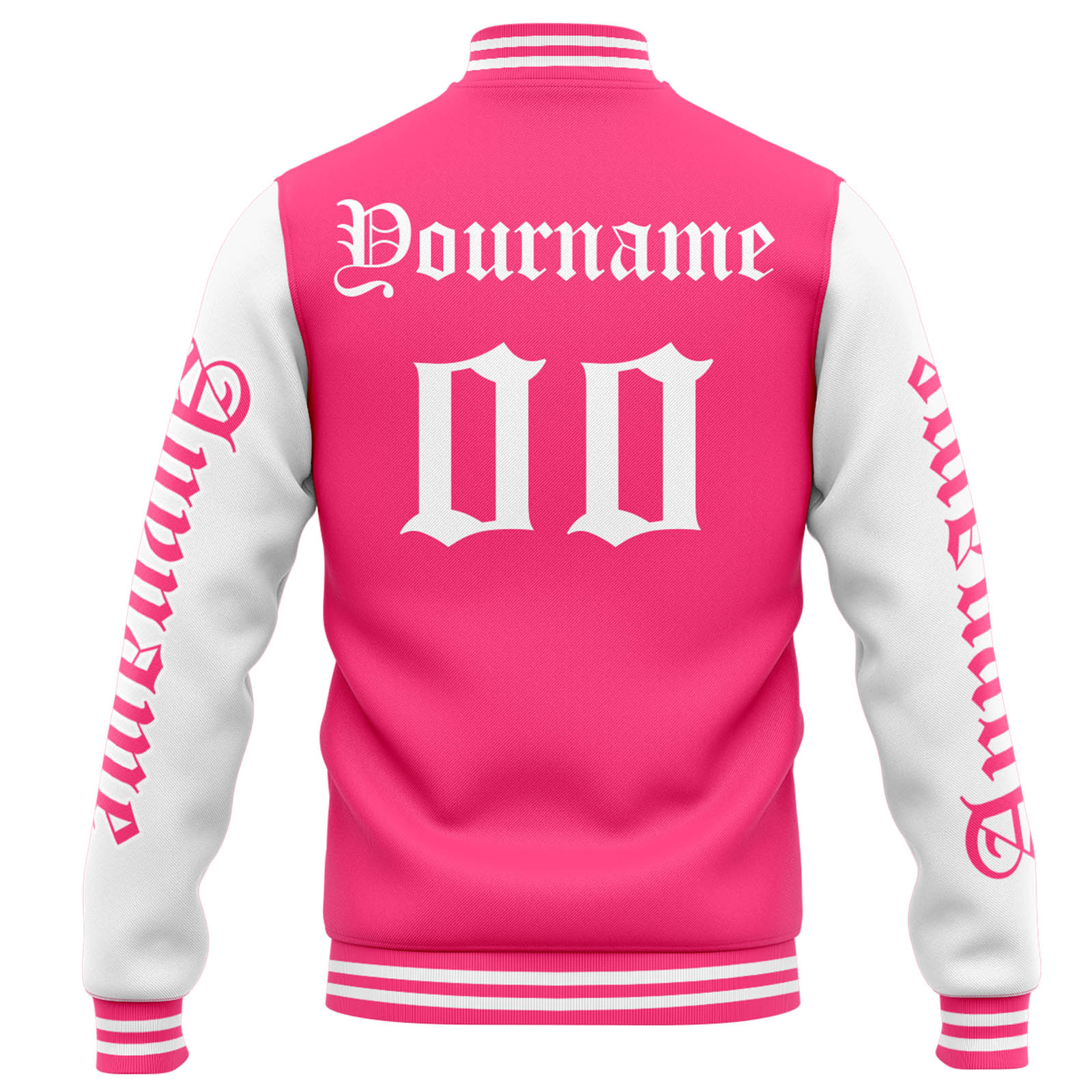 Custom Varsity Jacket Letterman Jacket For Men, Women And Youth Orange Pink White