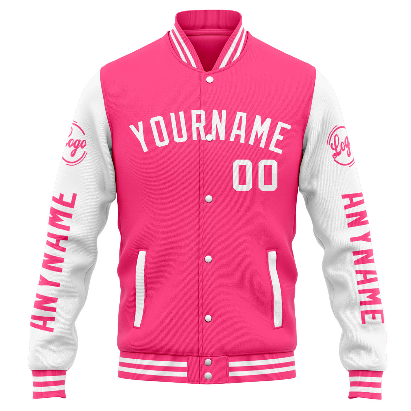 Custom Varsity Jacket Letterman Jacket For Men, Women And Youth Orange Pink White