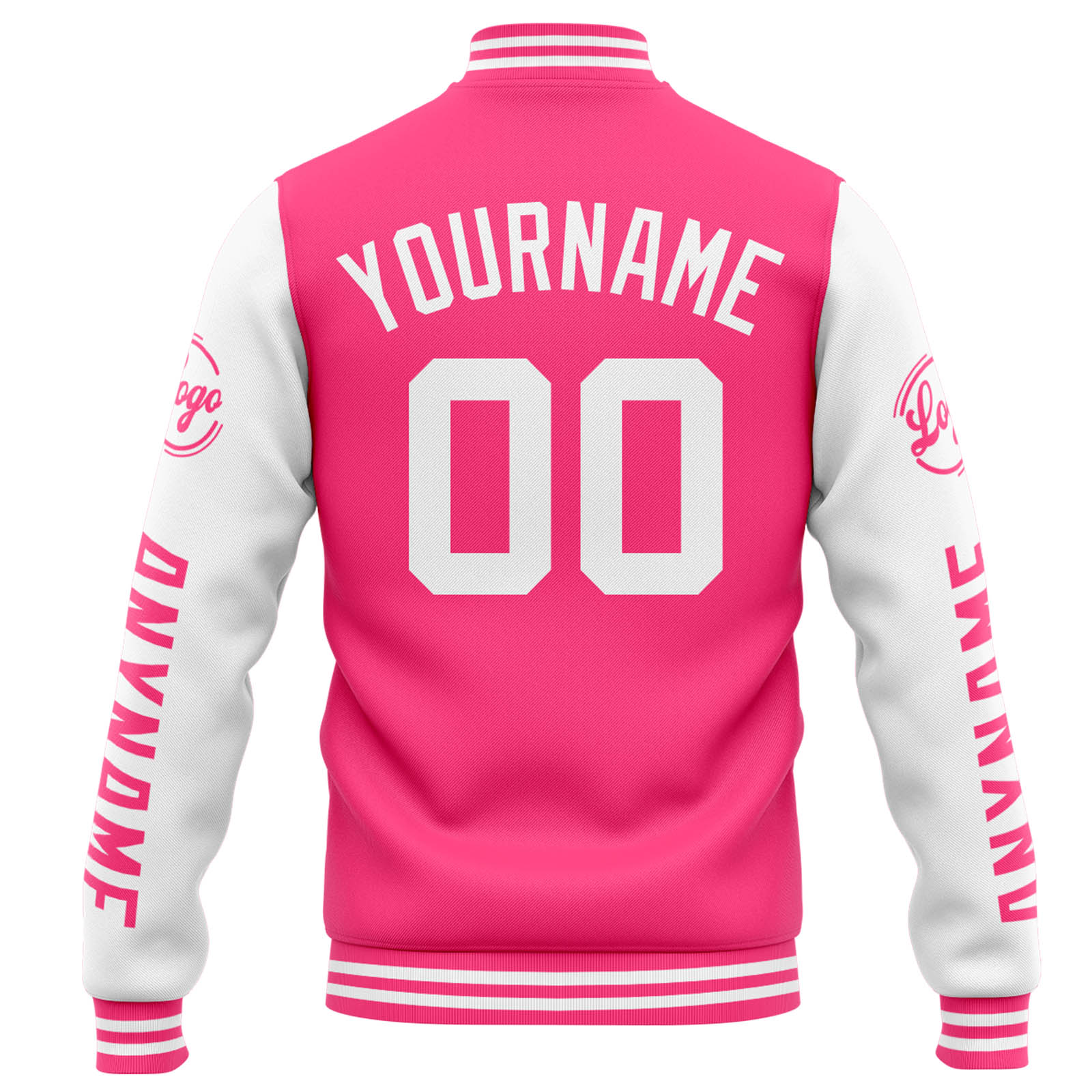 Custom Varsity Jacket Letterman Jacket For Men, Women And Youth Orange Pink White