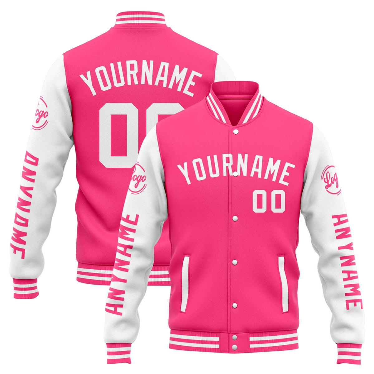 Custom Varsity Jacket Letterman Jacket For Men, Women And Youth Orange Pink White