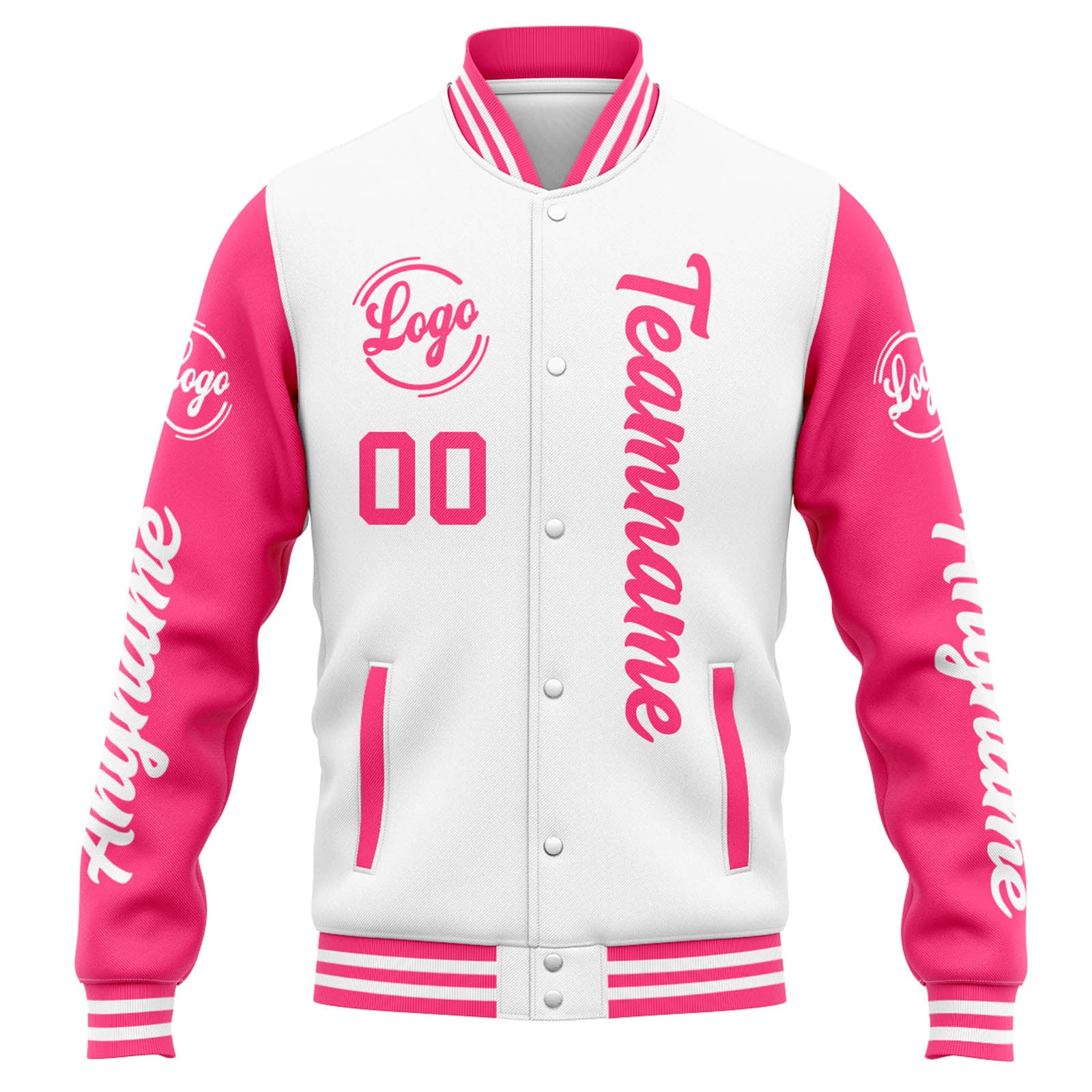 Custom Varsity Jacket Letterman Jacket For Men, Women And Youth White Pink