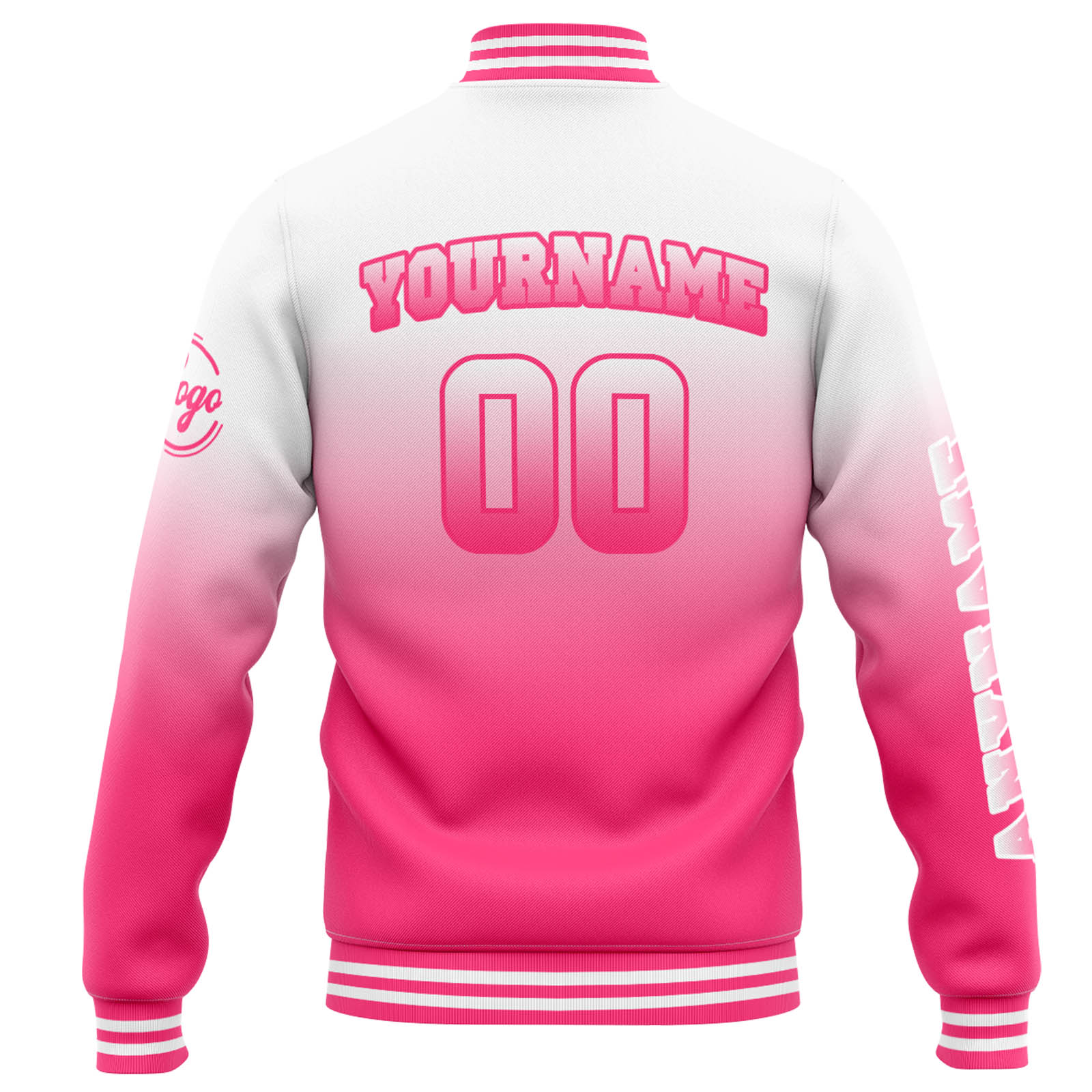 Custom Varsity Jacket Letterman Jacket For Men, Women And Youth White Pink Gradient