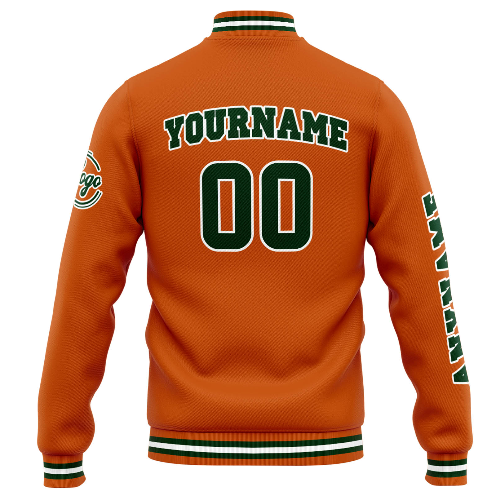 Custom Varsity Jacket Letterman Jacket For Men, Women And Youth Orange Dark Green