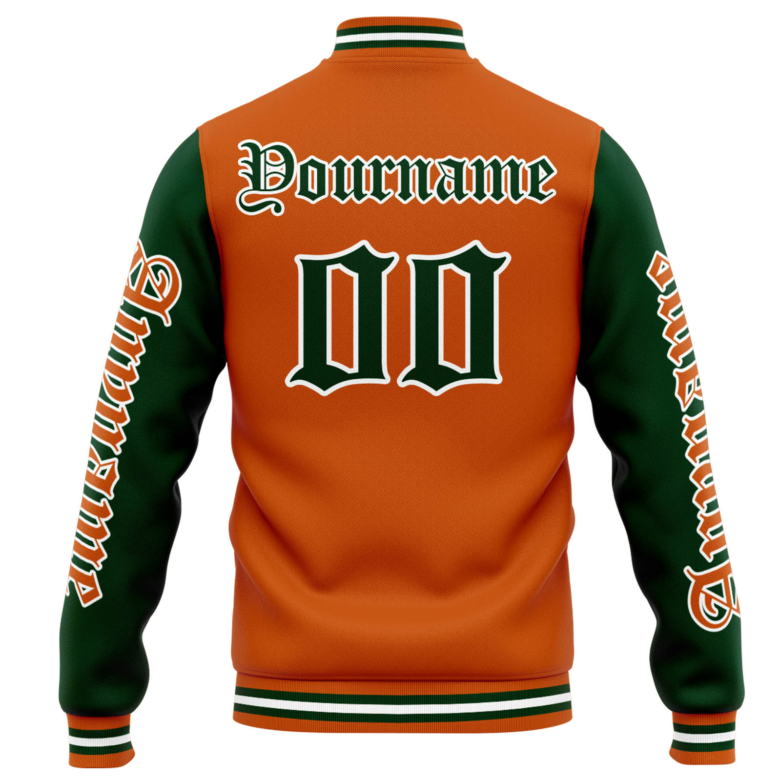 Custom Varsity Jacket Letterman Jacket For Men, Women And Youth Orange Dark Green