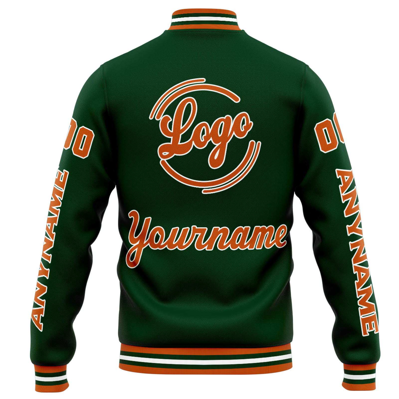 Custom Varsity Jacket Letterman Jacket For Men, Women And Youth Drak Green Orange