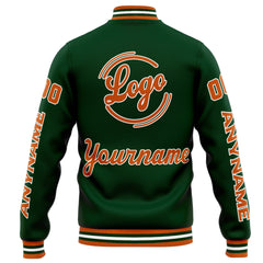 Custom Varsity Jacket Letterman Jacket For Men, Women And Youth Drak Green Orange