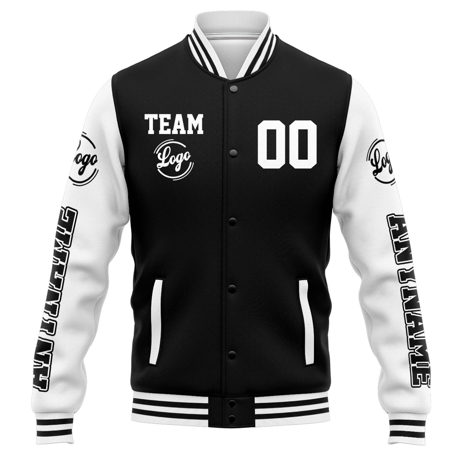 Custom Varsity Jacket Letterman Jacket For Men, Women And Youth Black White