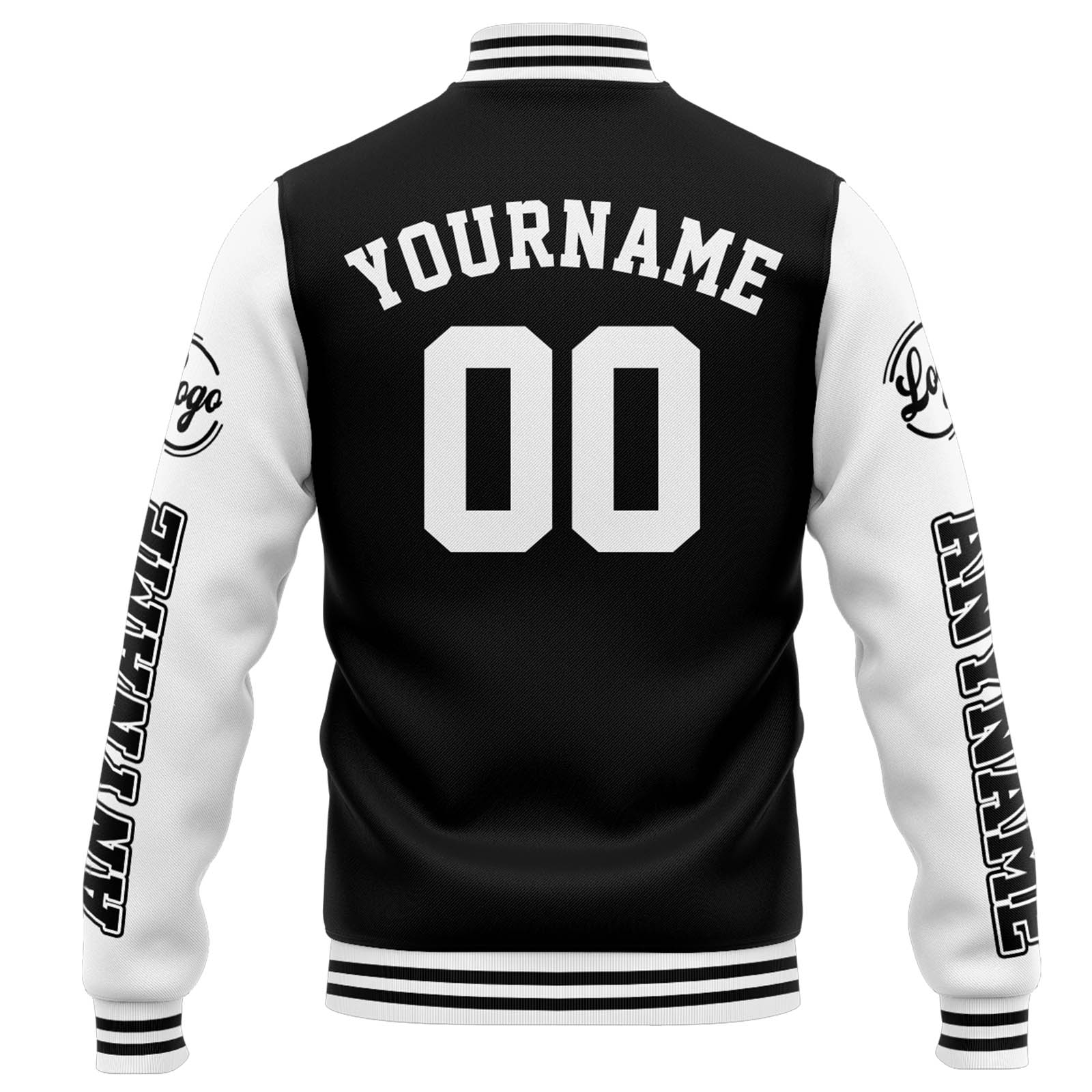 Custom Varsity Jacket Letterman Jacket For Men, Women And Youth Black White