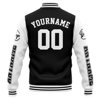 Custom Varsity Jacket Letterman Jacket For Men, Women And Youth Black White