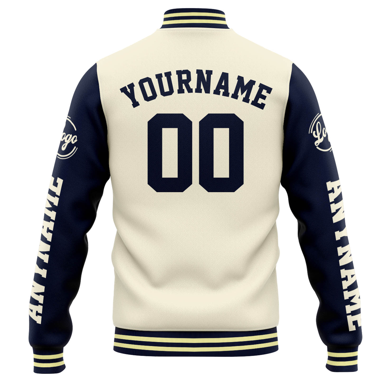 Custom Varsity Jacket Letterman Jacket For Men, Women And Youth Cream Navy