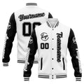 Custom Varsity Jacket Letterman Jacket For Men, Women And Youth White Black