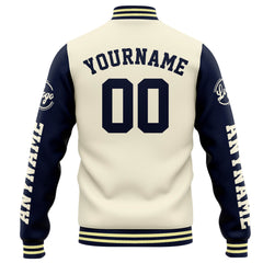 Custom Varsity Jacket Letterman Jacket For Men, Women And Youth Cream Navy