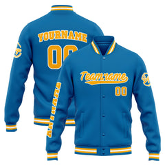 Custom Varsity Jacket Letterman Jacket For Men, Women And Youth Blue Orange