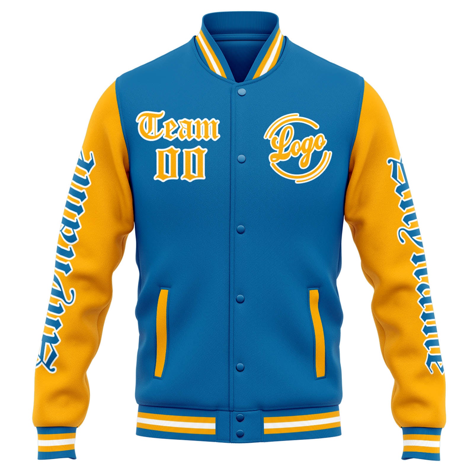 Custom Varsity Jacket Letterman Jacket For Men, Women And Youth Blue Orange