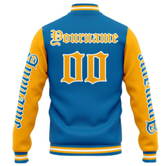 Custom Varsity Jacket Letterman Jacket For Men, Women And Youth Blue Orange