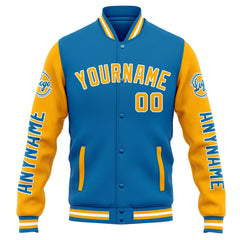 Custom Varsity Jacket Letterman Jacket For Men, Women And Youth Blue Orange