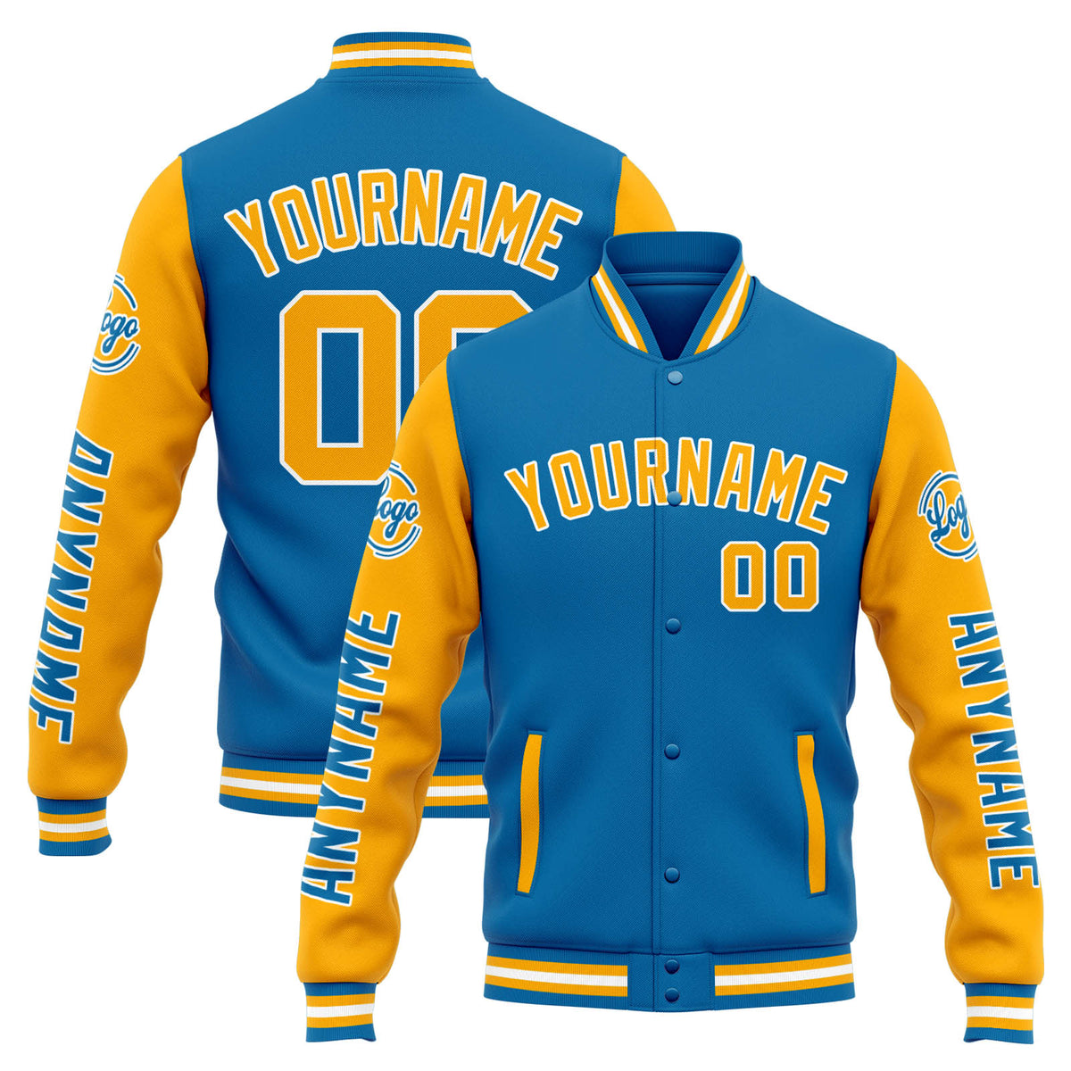 Custom Varsity Jacket Letterman Jacket For Men, Women And Youth Blue Orange