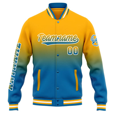 Custom Varsity Jacket Letterman Jacket For Men, Women And Youth Orange Blue Gradient