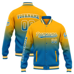 Custom Varsity Jacket Letterman Jacket For Men, Women And Youth Orange Blue Gradient