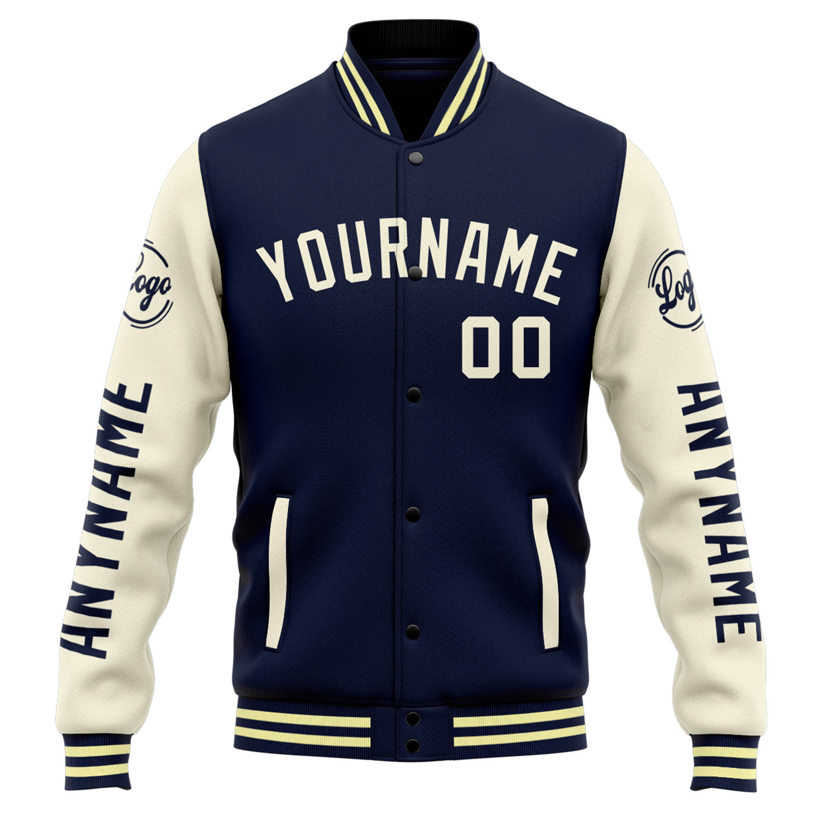 Custom Varsity Jacket Letterman Jacket For Men, Women And Youth Navy Orange