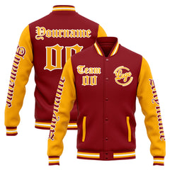 Custom Varsity Jacket Letterman Jacket For Men, Women And Youth Red Orange