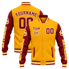 Custom Varsity Jacket Letterman Jacket For Men, Women And Youth Orange Red