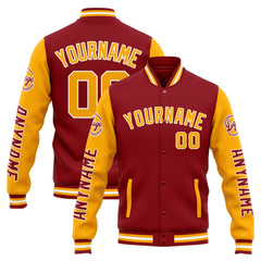 Custom Varsity Jacket Letterman Jacket For Men, Women And Youth Red Orange