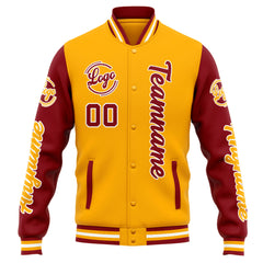 Custom Varsity Jacket Letterman Jacket For Men, Women And Youth Orange Red