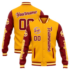 Custom Varsity Jacket Letterman Jacket For Men, Women And Youth Orange Red