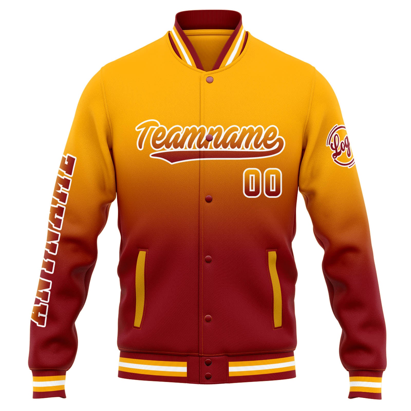 Custom Varsity Jacket Letterman Jacket For Men, Women And Youth Orange Red Gradient