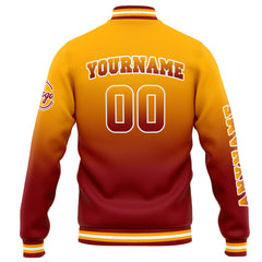 Custom Varsity Jacket Letterman Jacket For Men, Women And Youth Orange Red Gradient