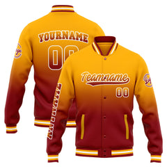 Custom Varsity Jacket Letterman Jacket For Men, Women And Youth Orange Red Gradient