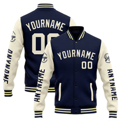 Custom Varsity Jacket Letterman Jacket For Men, Women And Youth Navy Orange