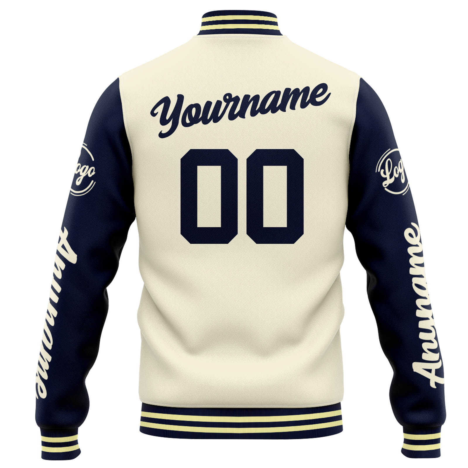 Custom Varsity Jacket Letterman Jacket For Men, Women And Youth Cream Navy