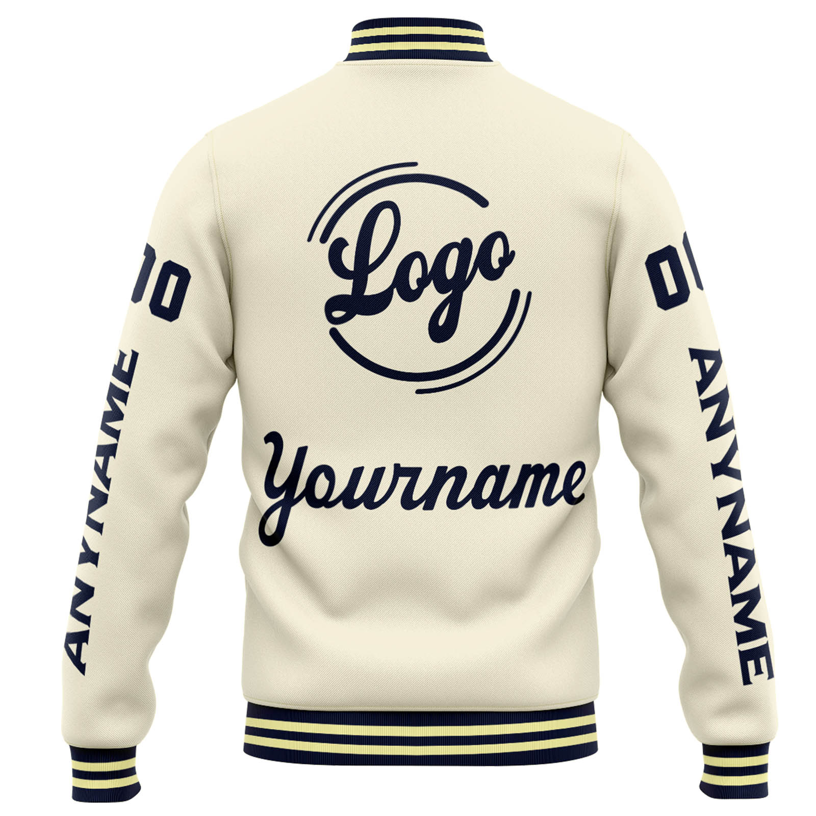 Custom Varsity Jacket Letterman Jacket For Men, Women And Youth Cream Navy