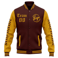 Custom Varsity Jacket Letterman Jacket For Men, Women And Youth Burgundy Gold