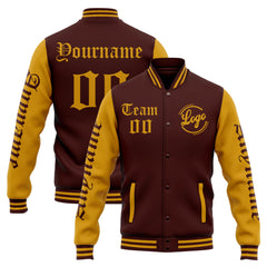 Custom Varsity Jacket Letterman Jacket For Men, Women And Youth Burgundy Gold