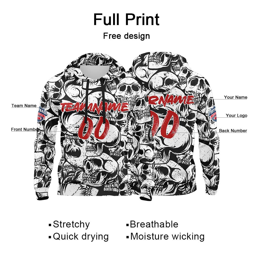 Custom Sweatshirt Hoodie For Man Woman Girl Boy Print Your Logo Name Number Black&White