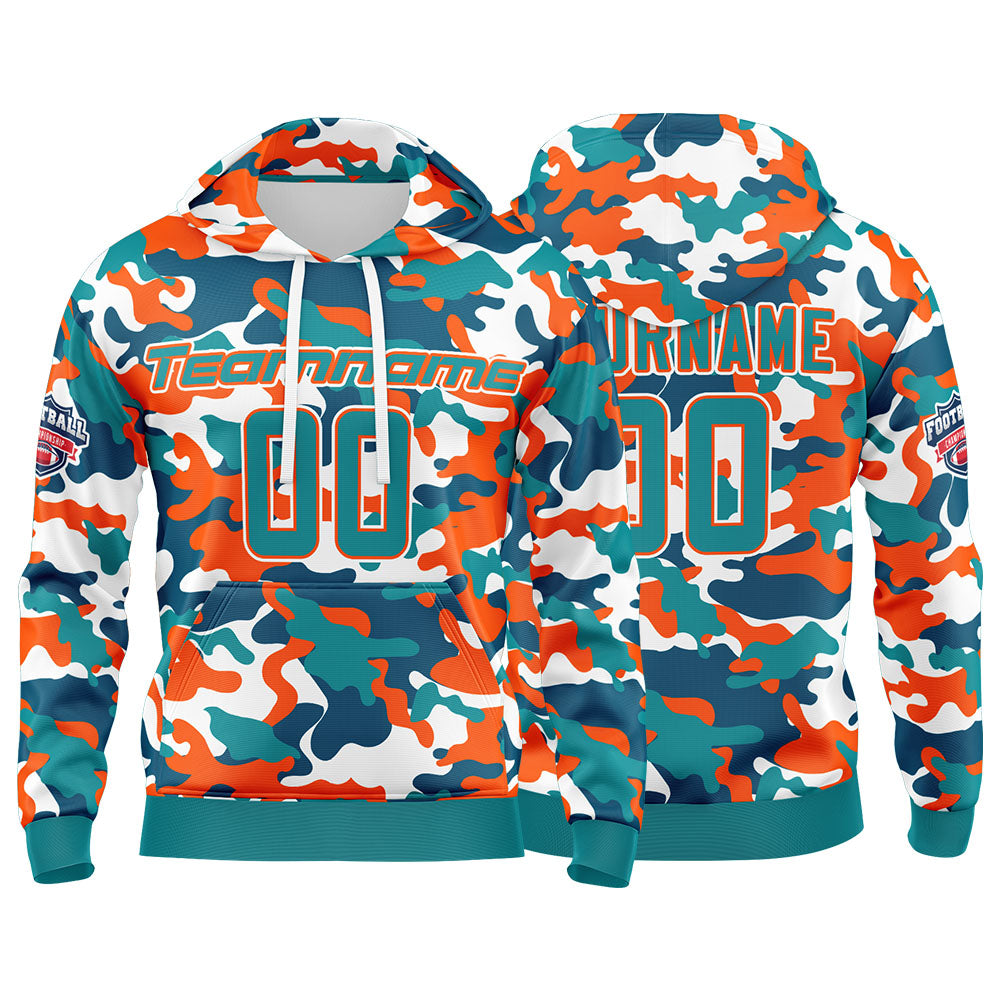 Custom Sweatshirt Hoodie For Man Woman Girl Boy Print Your Logo Name Number Aqua&Orange