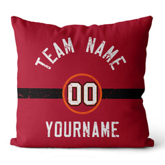 Custom Football Throw Pillow for Men Women Boy Gift Printed Your Personalized Name Number Red & White & Black