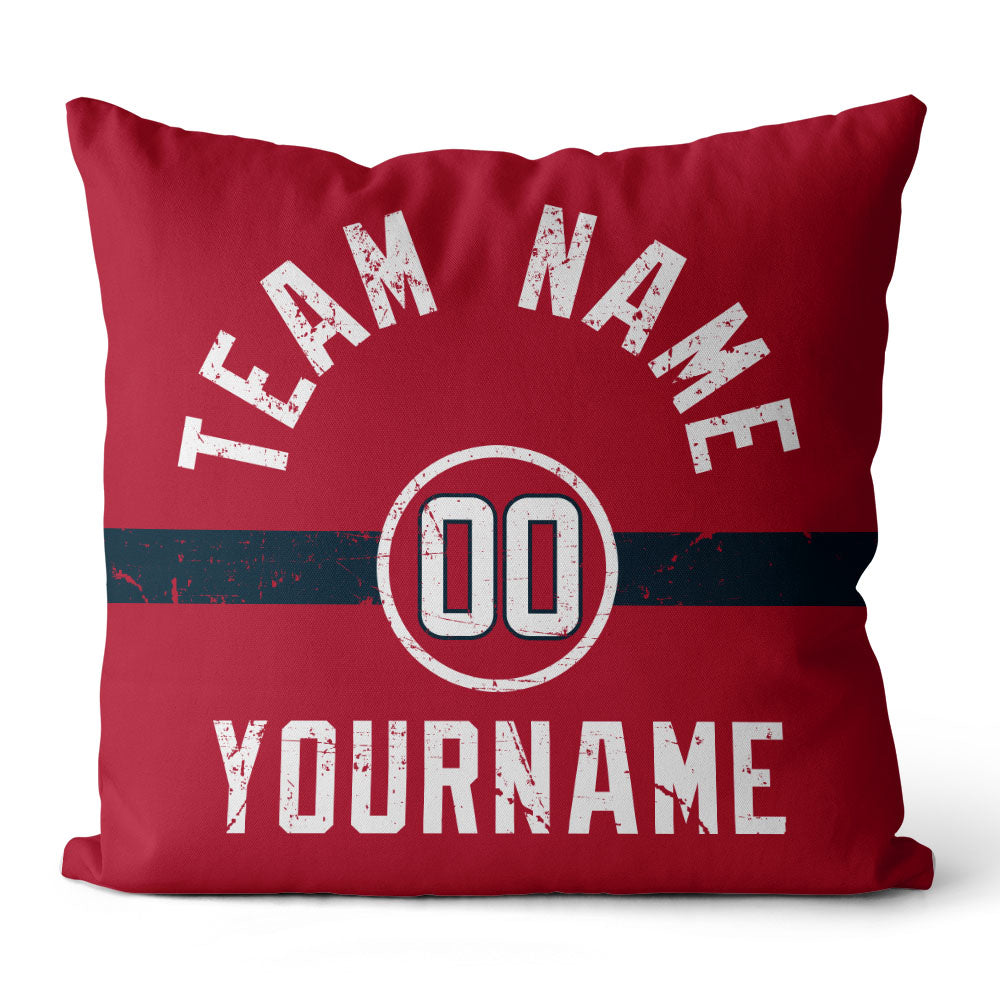 Custom Football Throw Pillow for Men Women Boy Gift Printed Your Personalized Name Number Navy & Red & White