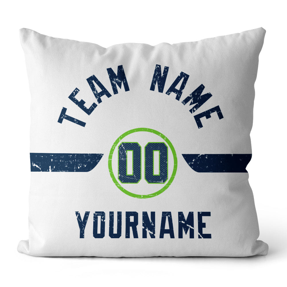 Custom Football Throw Pillow for Men Women Boy Gift Printed Your Personalized Name Number Navy & Gray & Green